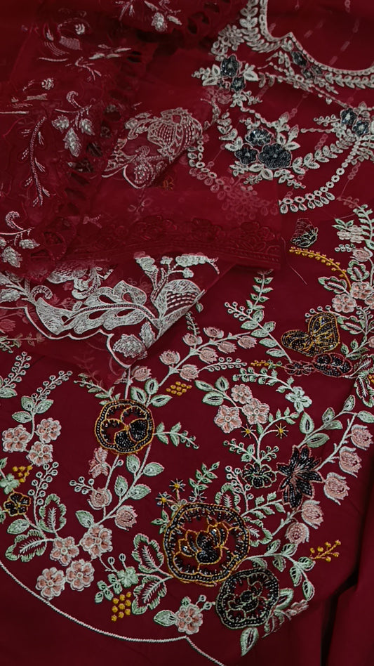 3pc maroon Marshmallow lawn