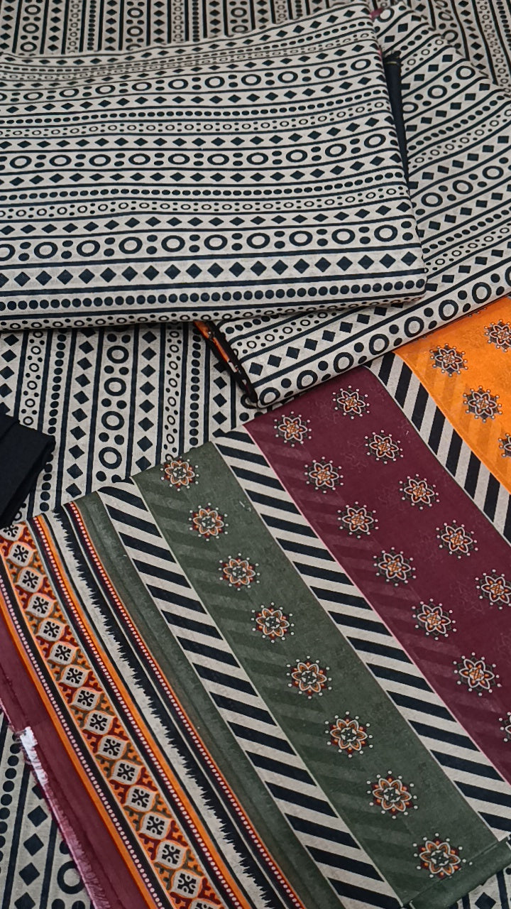 3pc Alkaram  uswa print lawn