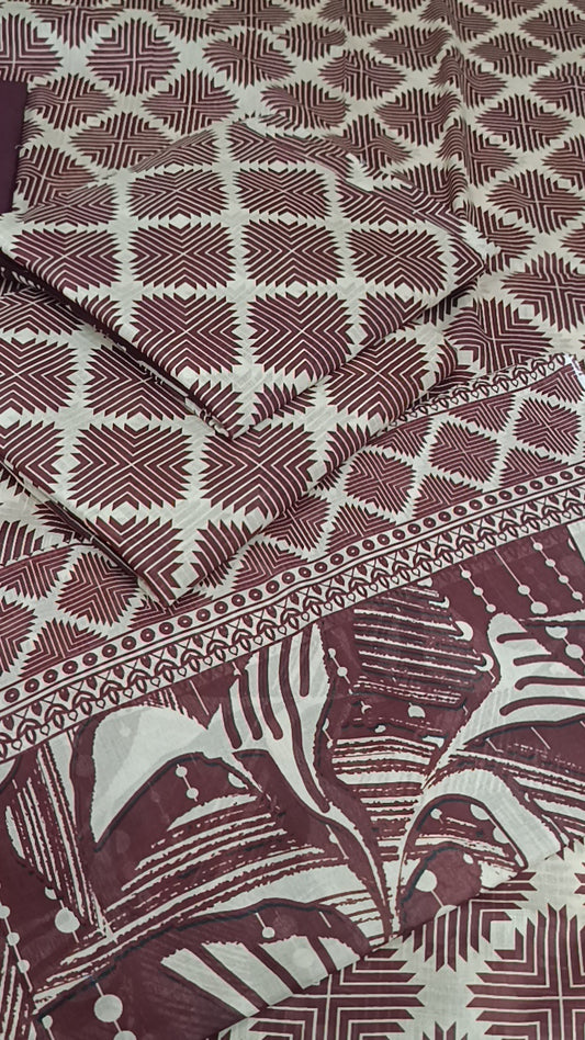3pc Alkaram maroon dabbi lawn