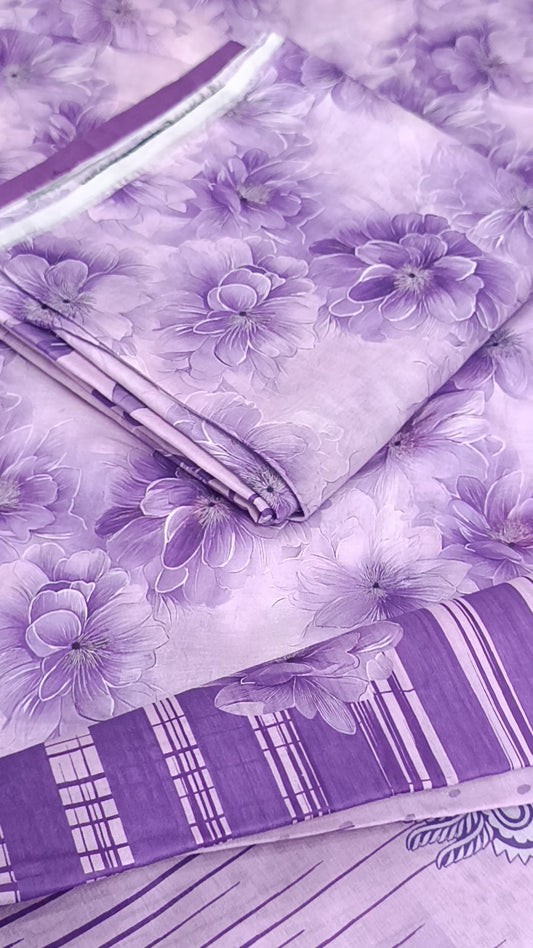 3pc Alkaram lilac shade lawn