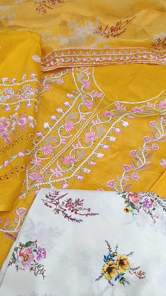 3pc ethnic yellow lawn