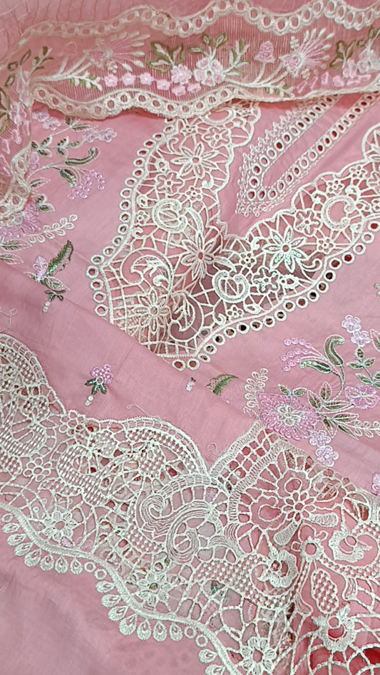 3pc check duaptta pink lawn