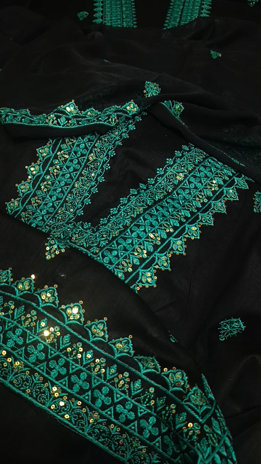 3pc jugnuu sea green black cotton