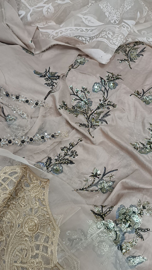3pc twin broshia dupatta skin lawn