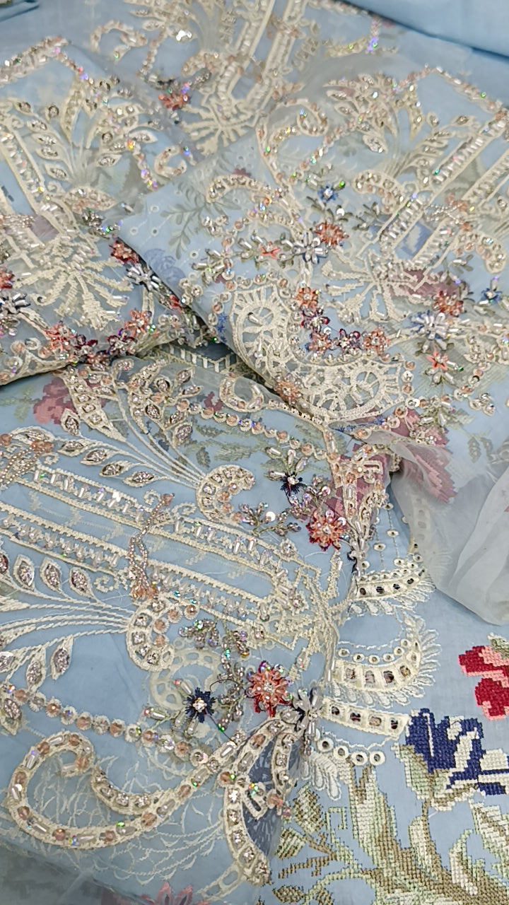 3pc wania sky blue lawn