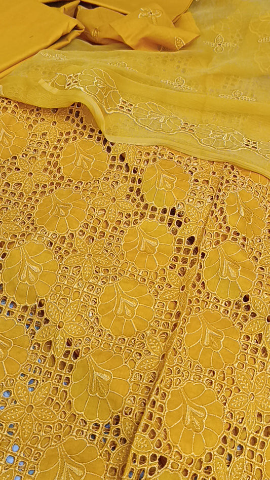 3pc mustard Pathan lawn