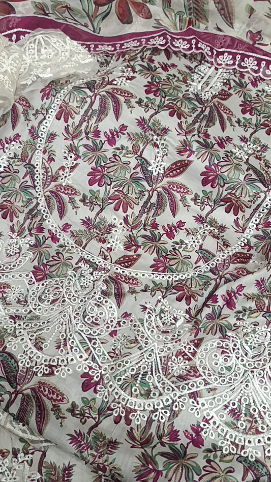 3pc crimson maroon lawn