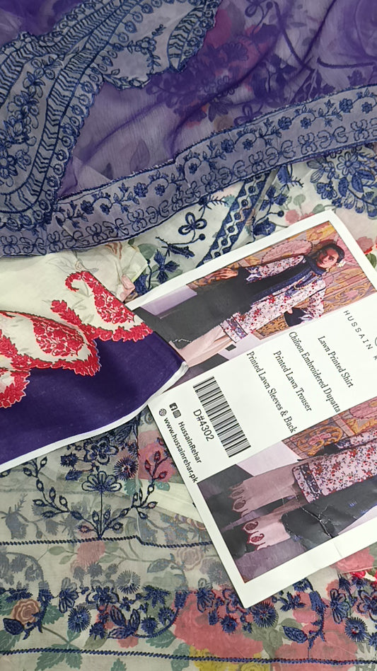 3pc Hussain rehar print lawn