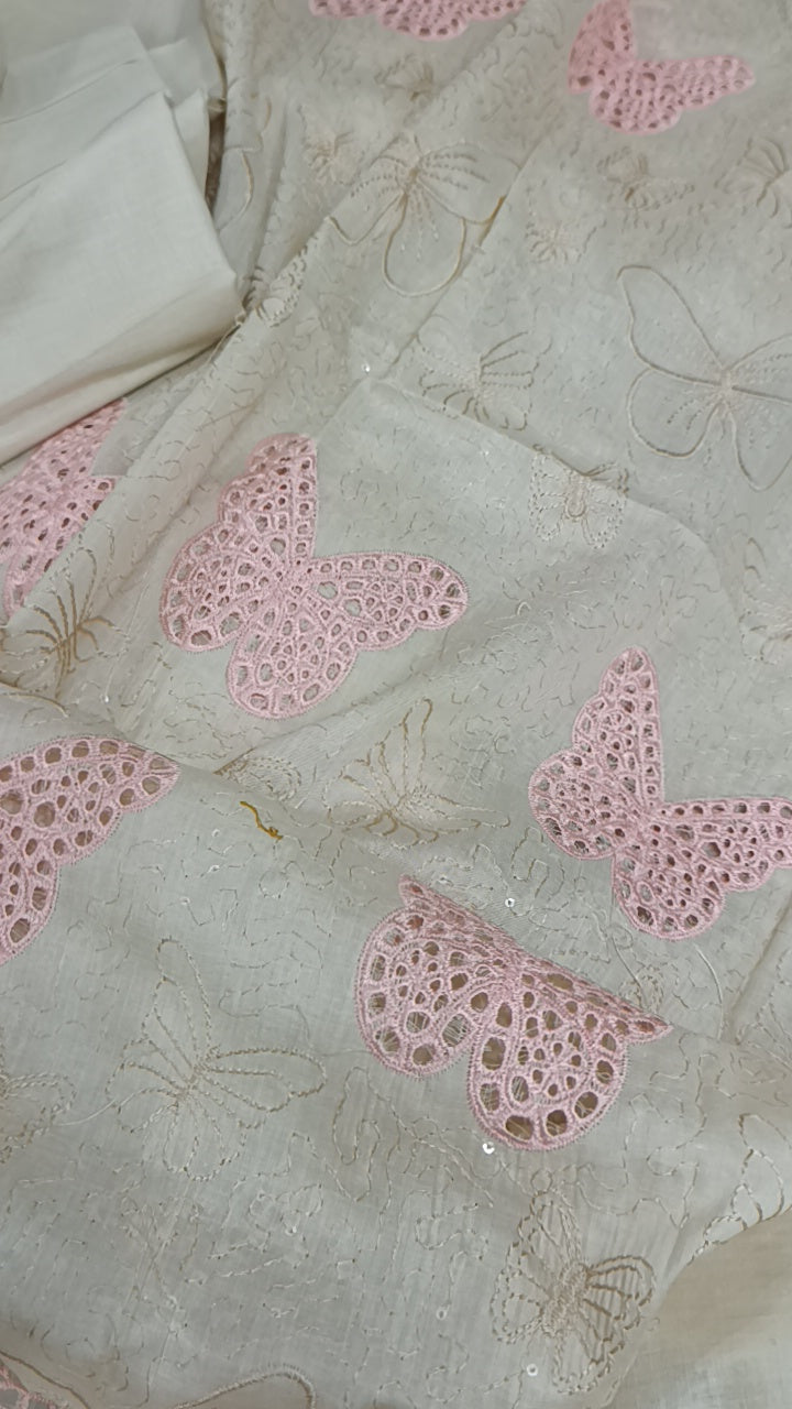 2pc off white pink titliii lawn