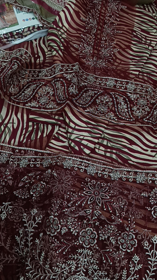 3pc stripes maroon lawn