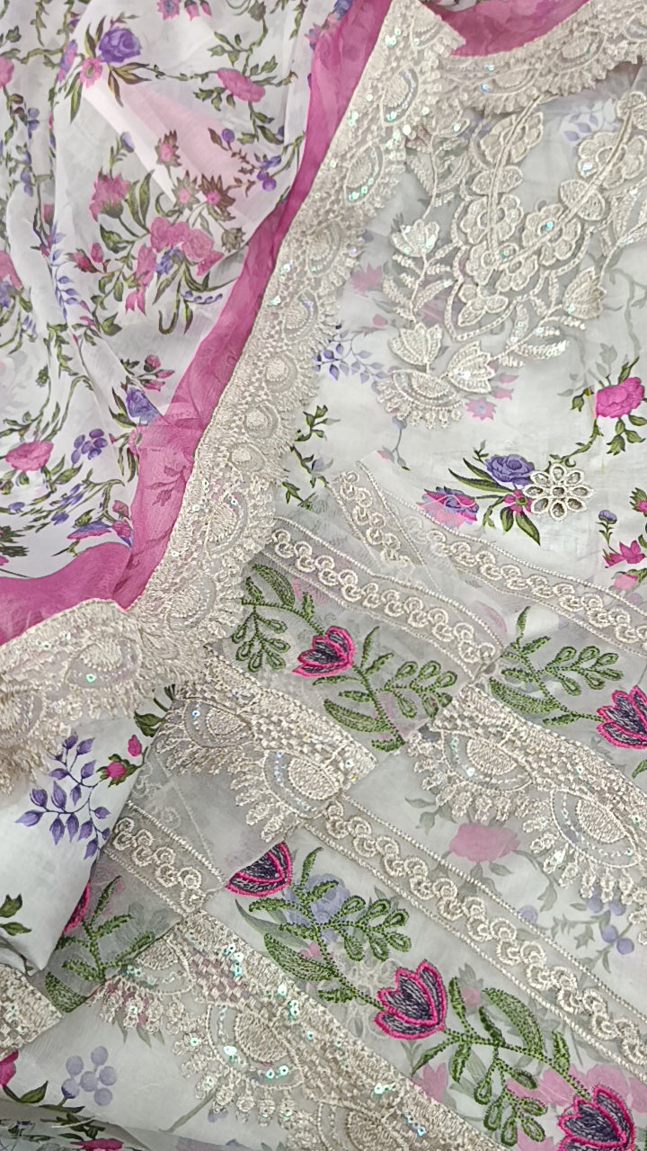 3pc Aneelas white rang ja lawn