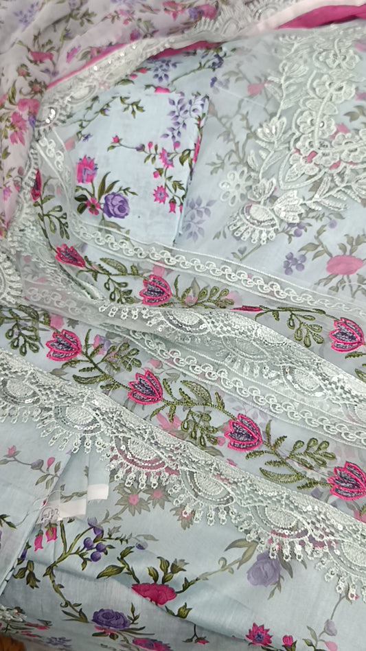 3pc Aneelas rang ja blue  lawn