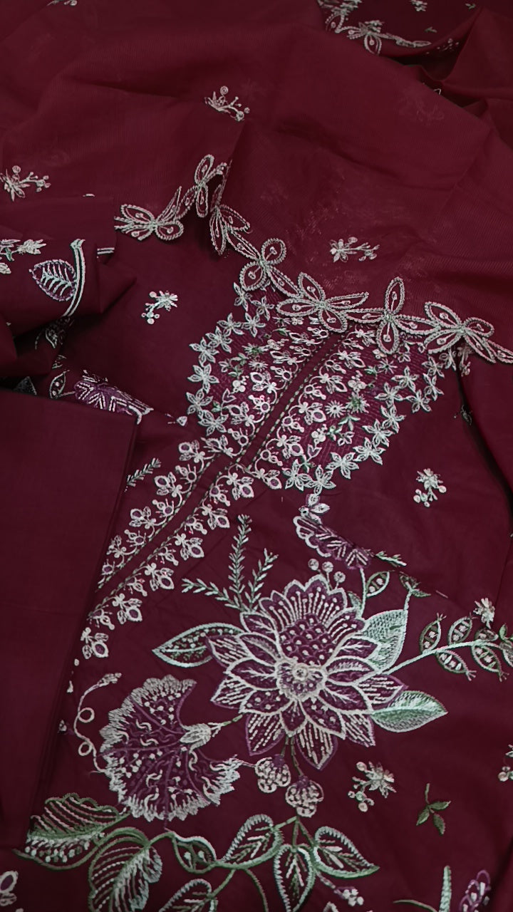 3pc batik maroon lawn