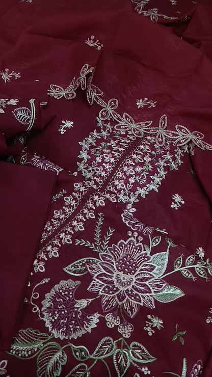3pc batik maroon lawn