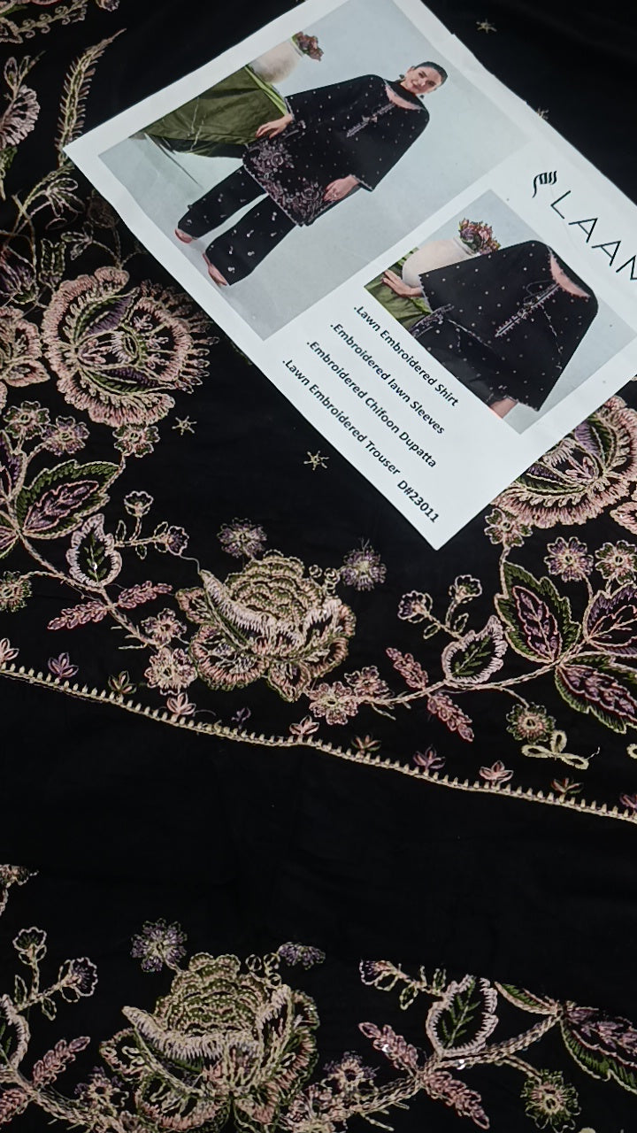 2pc Patiala black lawn