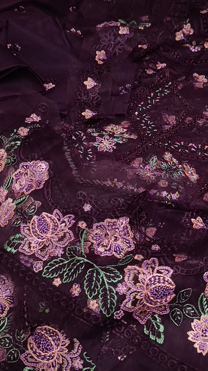 3pc emaan handmade lawn plum