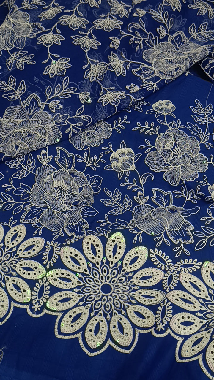 3pc royal blue fidaa lawn