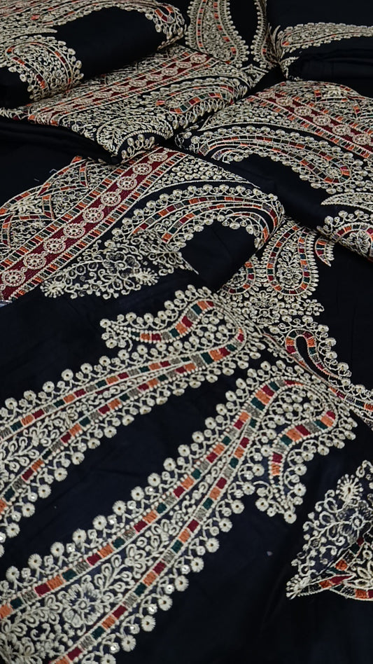 3pc shahkot black cotton