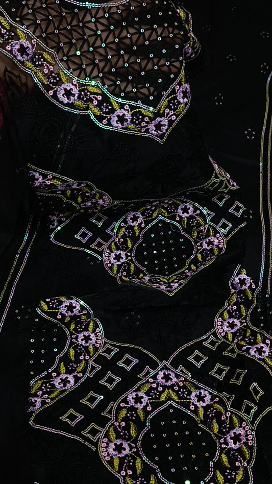 2pc Edwina black cotton