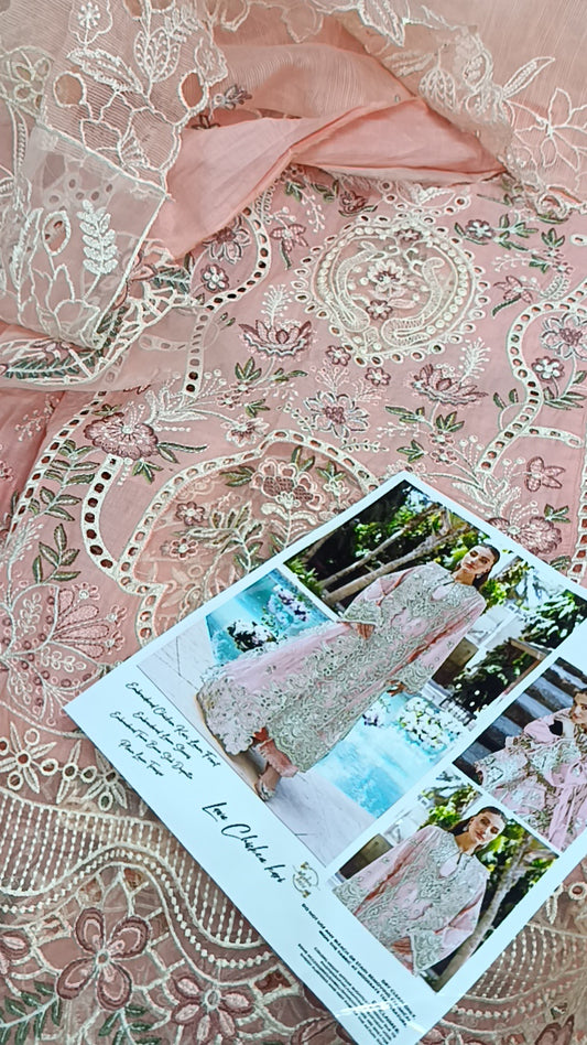3pc Tanishq peach lawn