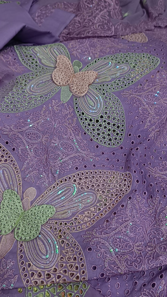 3pc Shahi Butterfly lilac lawn