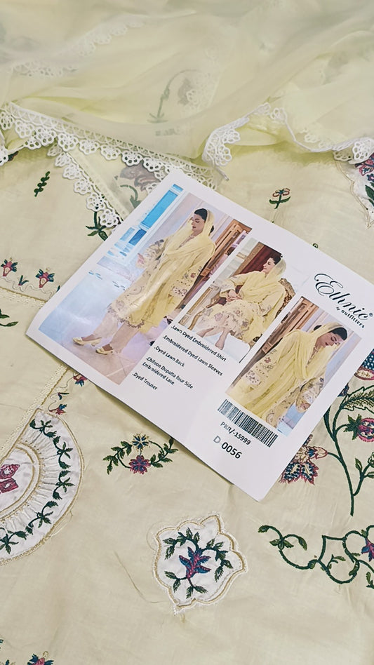 3pc mariam nawaz yellow lawn