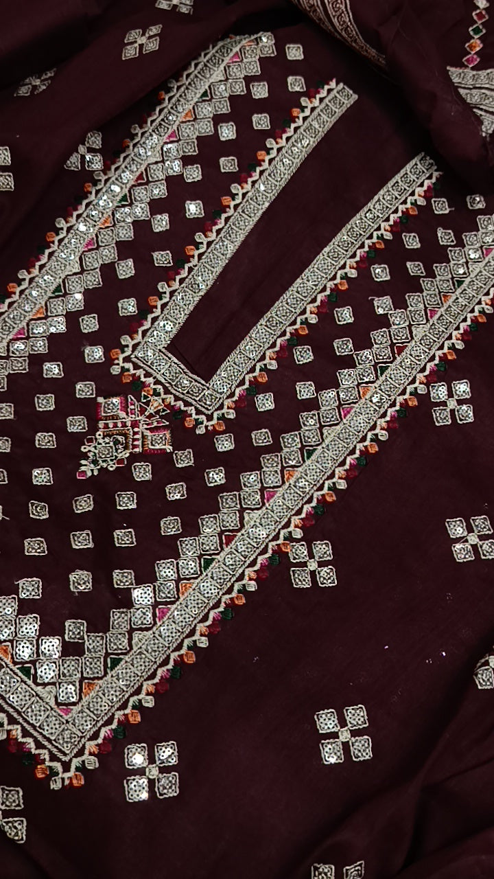 2pc sequence Farshi maroon lawn