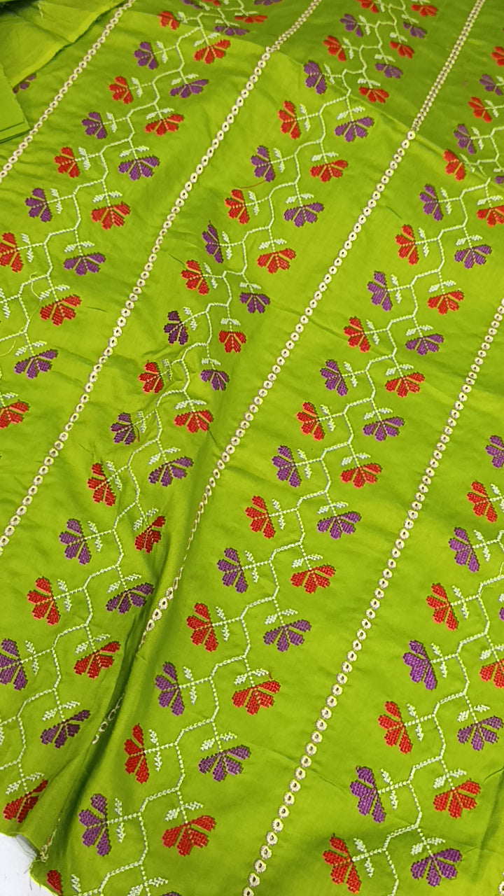 2pc double flowers cotton dhani