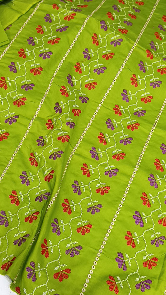 2pc double flowers cotton dhani