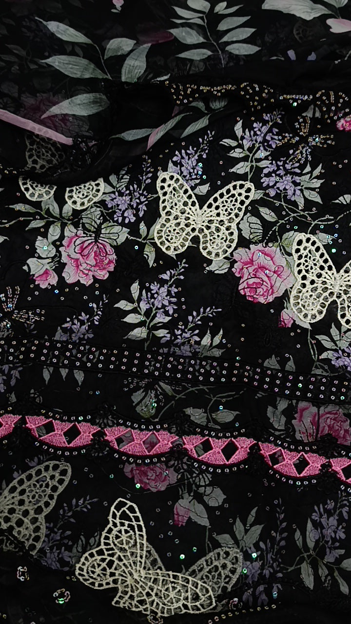 3pc black butterfly lawn