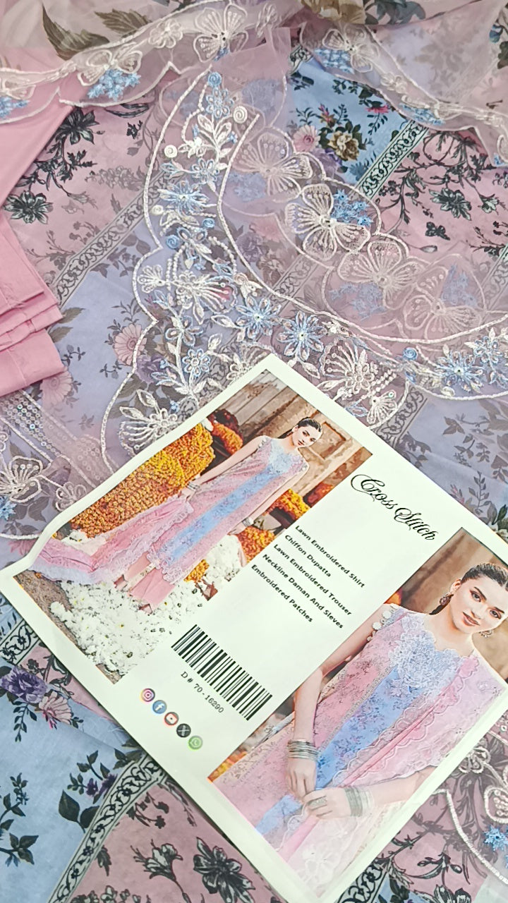 3pc two tone print lawn