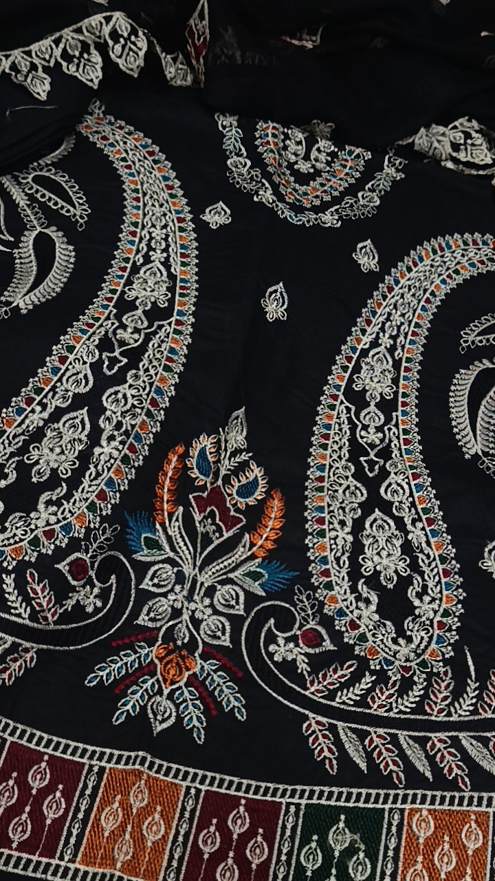 3pc feroza black lawn
