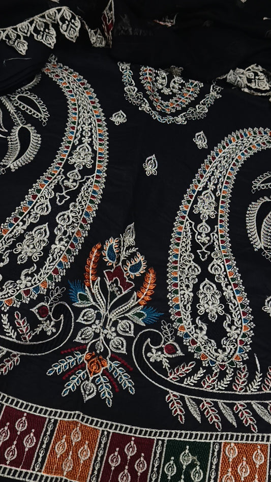 3pc feroza black lawn