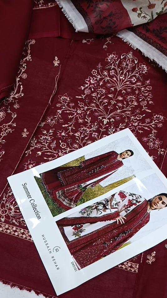 3pc Hussain rehar kishmish maroon