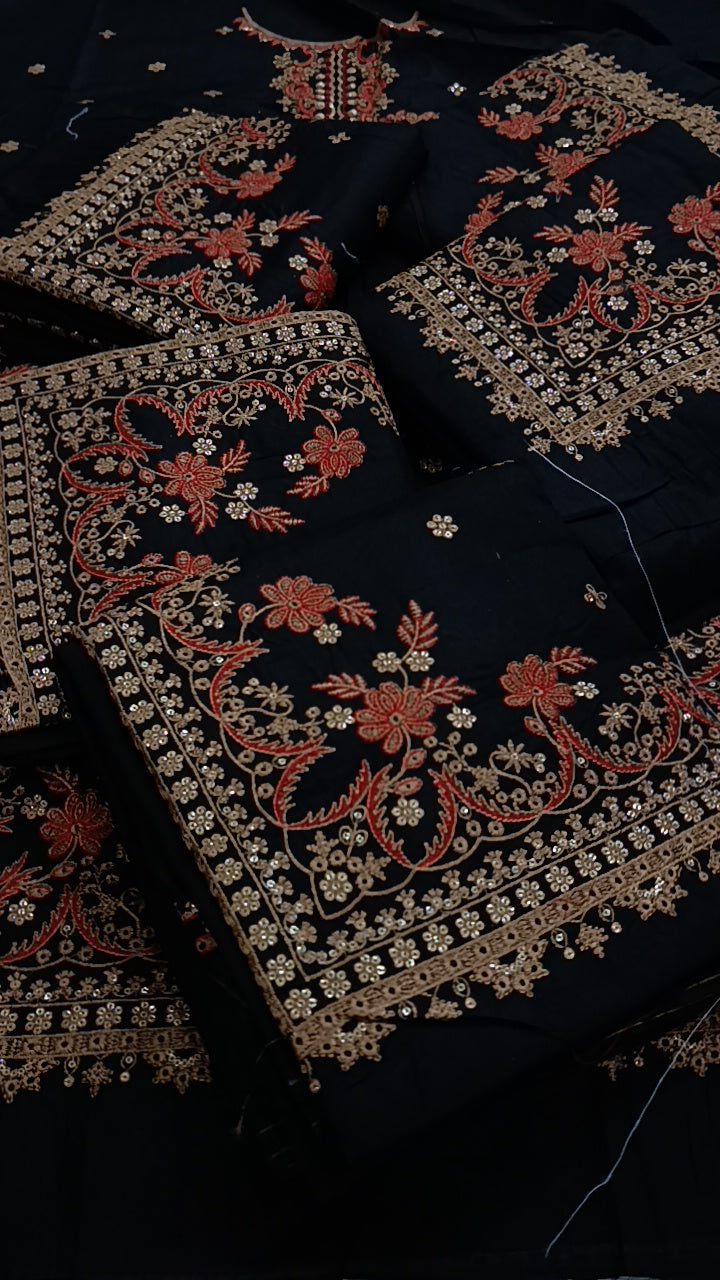 3pc Neha red dhagga lawn