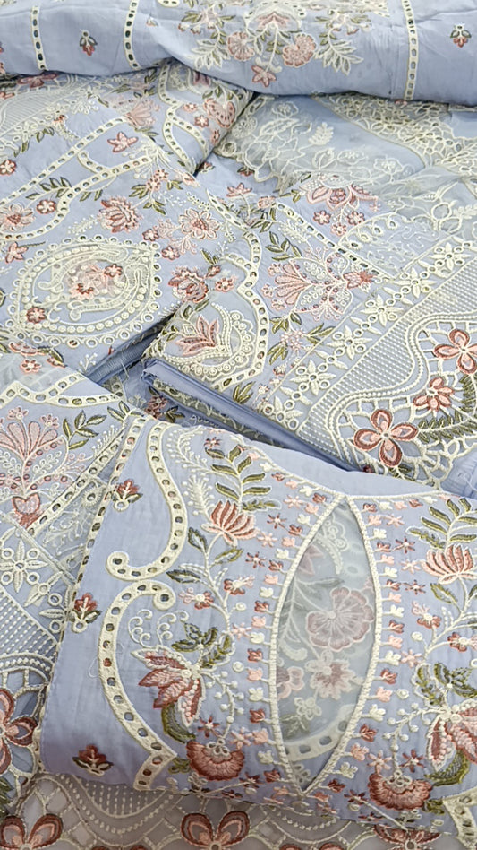 3pc Tanishq sky blue lawn