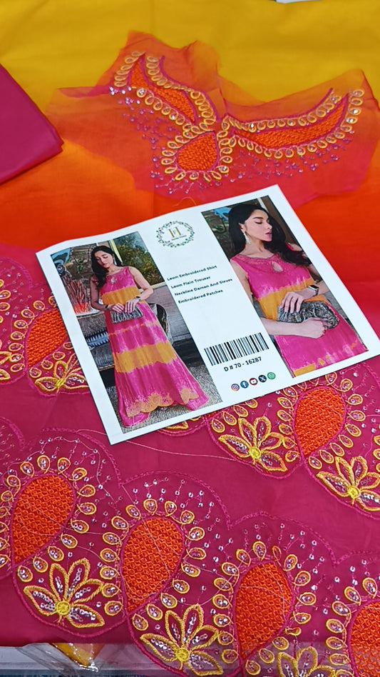 2pc moonlight pink orange lawn