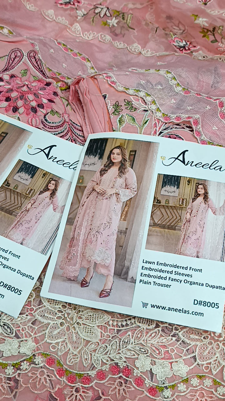 3pc Nisa baby pink lawn