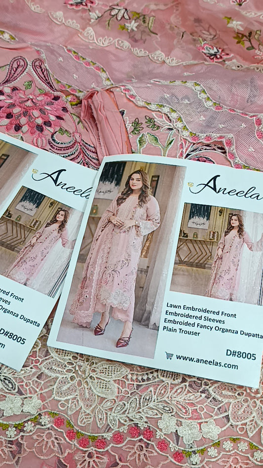 3pc Nisa baby pink lawn