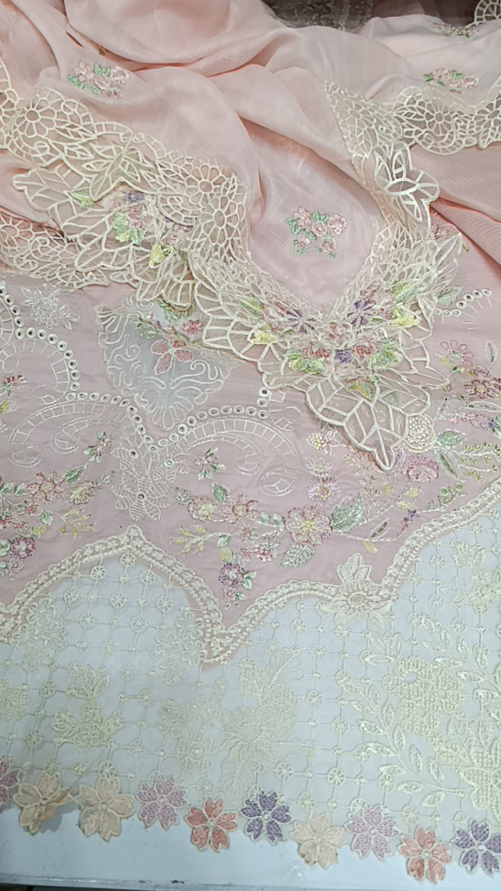 3pc reeeshama pink lawn