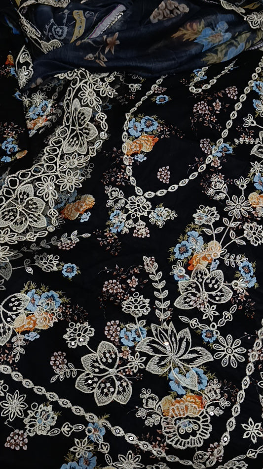 3pc Afrozeh black lawn