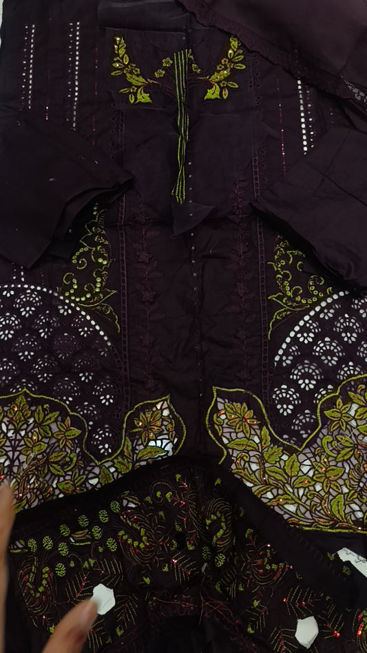 3pc mehraban purple lawn