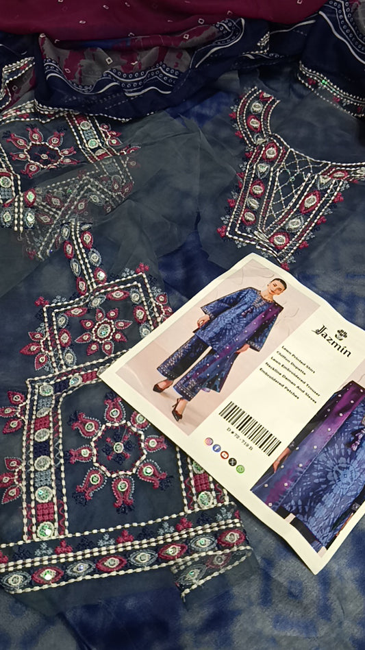 3pc Jazmin trouser patch lawn