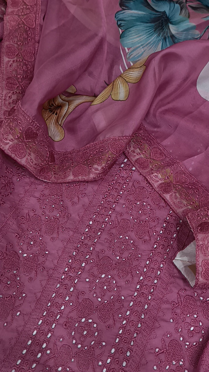 3pc Tea pink party lawn