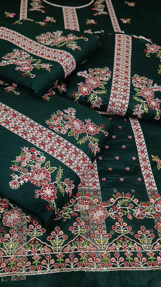 3pc Green aneelas fehmal lawn