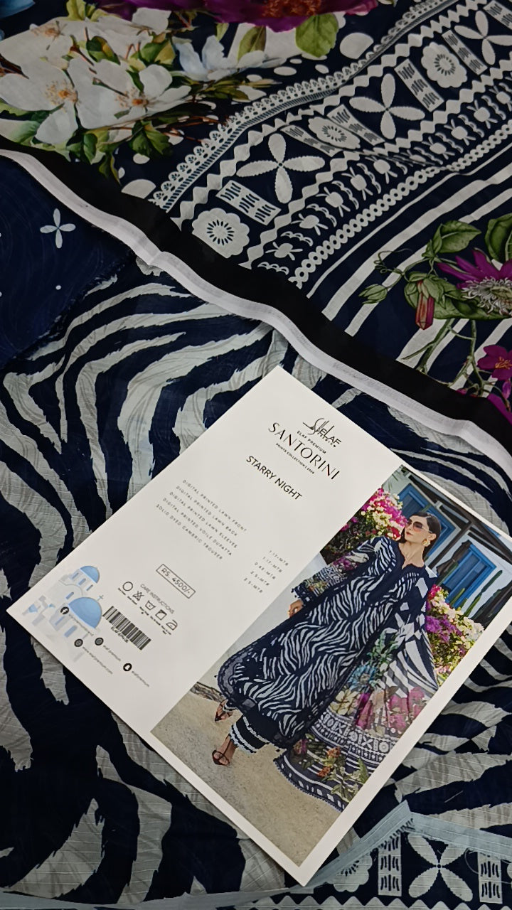 3pc Elaf volume blue stripes lawn