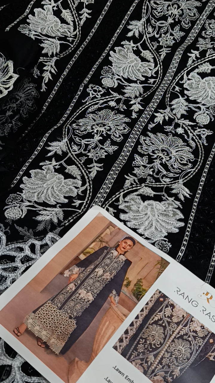 2pc rang rasiya black  white lawn