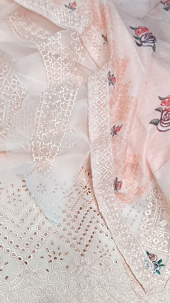 3pc jantar peach lawn