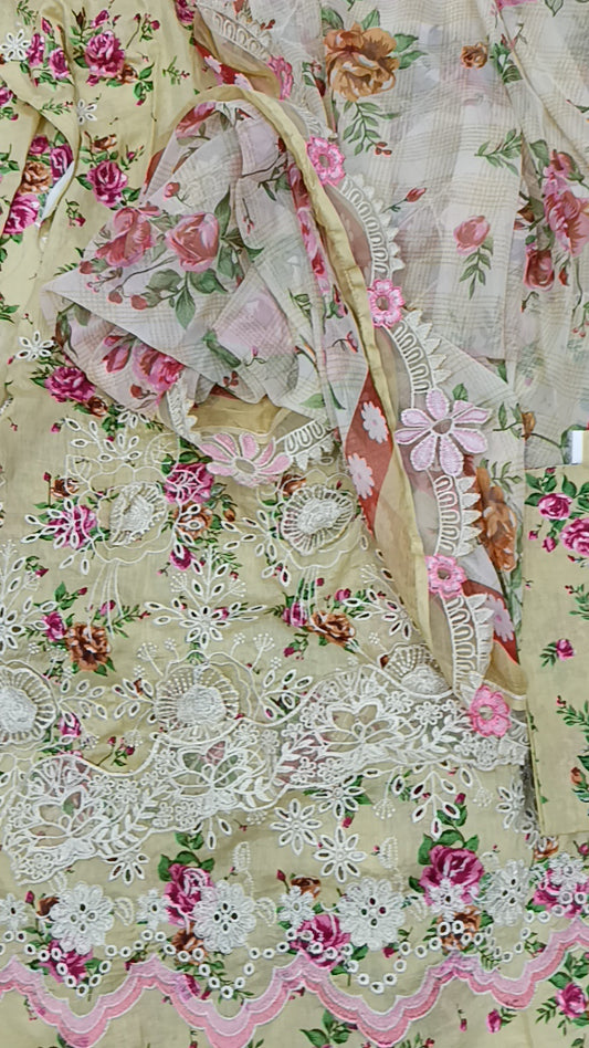 3pc misbah beige lawn
