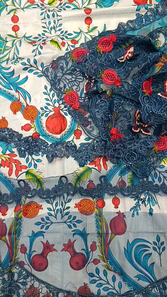 3pc dundaaar white lawn